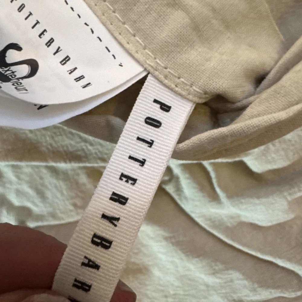 POTTERY BARN COCOON VOILE QUILTED PILLOW SHAM, Euro FLAX